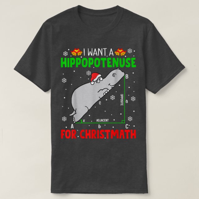 I Want A Hippopotenuse For Christmath Math Christm T-Shirt (Design Front)