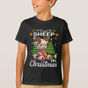 I Want A Sheep For Christmas Cute Gifts Xmas Costu T-Shirt