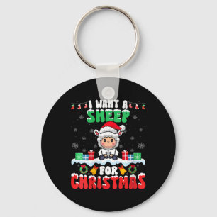 I Want A Sheep For Christmas - Sheep Lover Santa X Key Ring