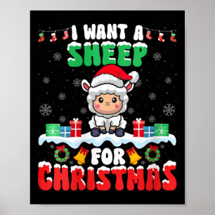 I Want A Sheep For Christmas - Sheep Lover Santa X Poster
