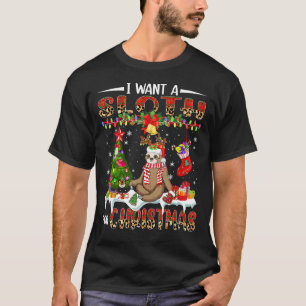 I Want A Sloth For Christmas Santa Reindeer Sloth T-Shirt