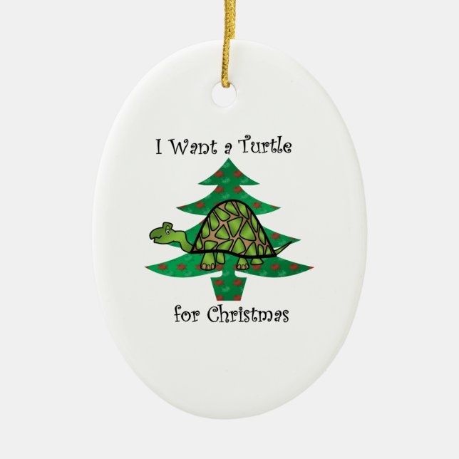 I want a turtle for christmas ceramic tree decoration (Front)