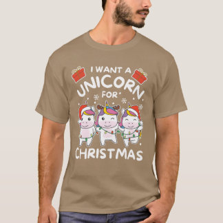 I Want A Unicorn For Christmas Cute Unicorns retro T-Shirt