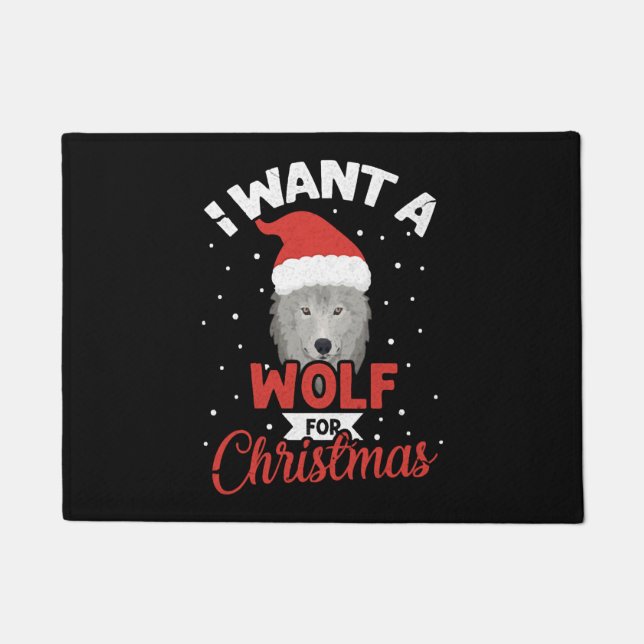 I Want A Wolf For Christmas Doormat (Front)