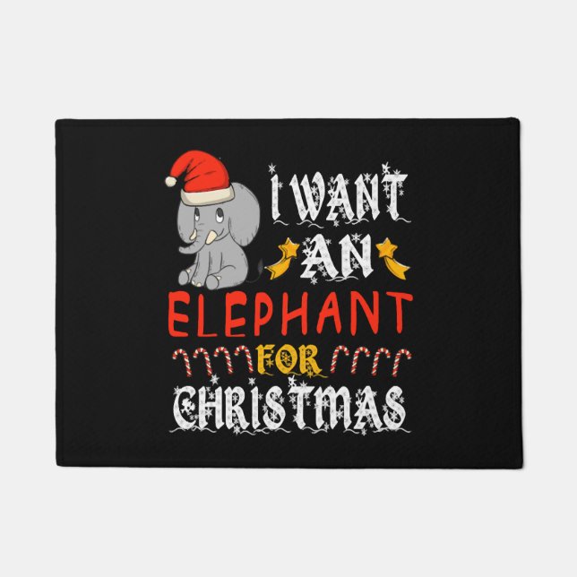 I Want An Elephant For Christmas Xmas Elephant Doormat (Front)