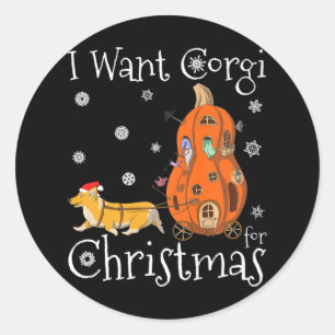 I Want Corgi For Christmas Funny Santa Corgi Dog G Classic Round Sticker