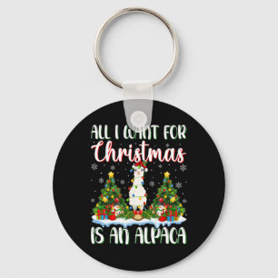 I Want For Christmas Is A Alpaca Xmas Tree Lights  Key Ring