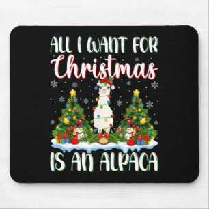 I Want For Christmas Is A Alpaca Xmas Tree Lights Mouse Pad