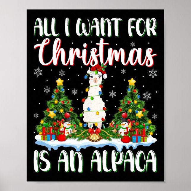 I Want For Christmas Is A Alpaca Xmas Tree Lights  Poster (Front)