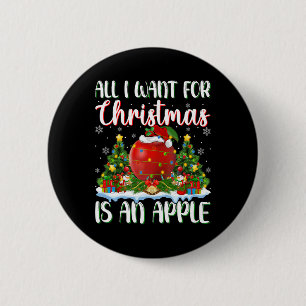 I Want For Christmas Is A Apple Xmas Tree Lights  6 Cm Round Badge