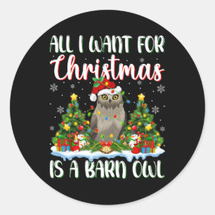 I Want For Christmas Is A Barn Owl Bird Xmas Tree Classic Round Sticker