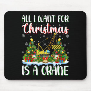 I Want For Christmas Is A Crane Xmas Tree Lights Mouse Pad