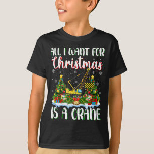 I Want For Christmas Is A Crane Xmas Tree Lights  T-Shirt