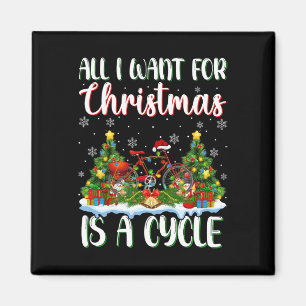 I Want For Christmas Is A Cycle Xmas Tree Lights Magnet