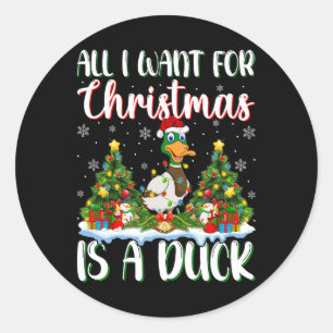 I Want For Christmas Is A Duck Bird Xmas Tree Ligh Classic Round Sticker
