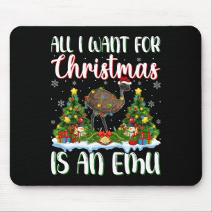 I Want For Christmas Is A Emu Bird Xmas Tree Light Mouse Pad