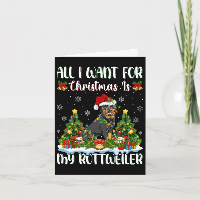 I Want For Christmas Is A Rottweiler Dog Xmas Tree Card (Front)