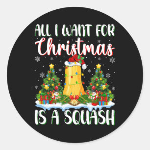 I Want For Christmas Is A Squash Xmas Tree Lights Classic Round Sticker