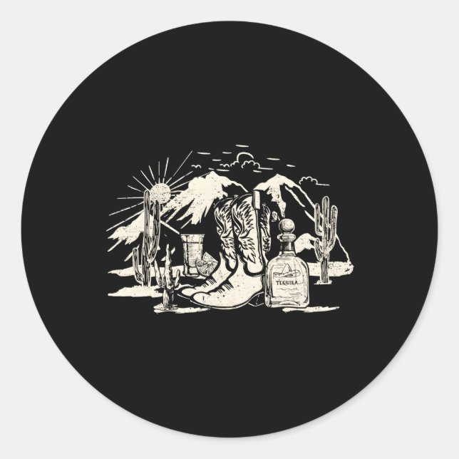 I Want Tequila Little Time With You Cow Western De Classic Round Sticker (Front)