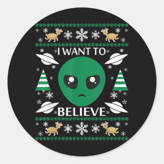 I Want To Believe Alien Christmas Classic Round Sticker