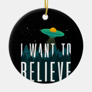 I Want to Believe Aliens Area 51 Ceramic Tree Decoration