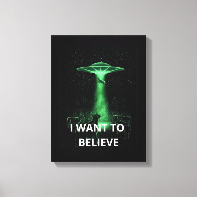 I Want To Believe, Movie Retro 90s, Alien UFO Canvas Print (Front)