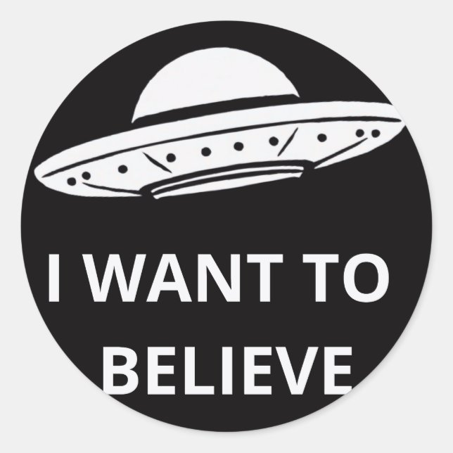 I Want To Believe, Movie Retro 90s, Alien UFO Classic Round Sticker (Front)
