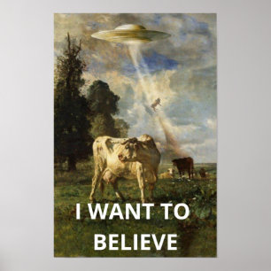 I Want To Believe, Movie Retro 90s, Alien UFO Poster