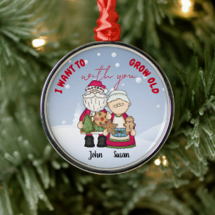I Want To Grow Old With You Christmas Personalise Metal Tree Decoration