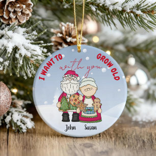 I Want To Grow Old With You Christmas Personalise Metal Tree Decoration