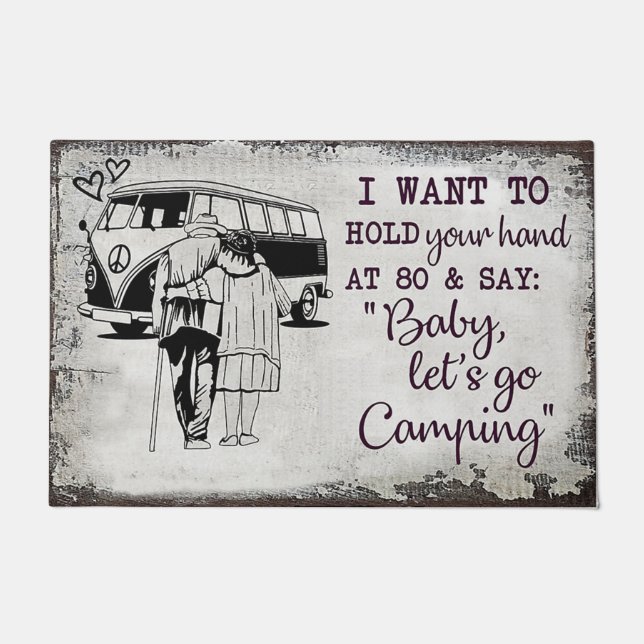 I Want To Hold Your Hand At 80 Love Doormat (Front)