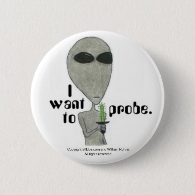 I want to probe. 6 cm round badge (Front)