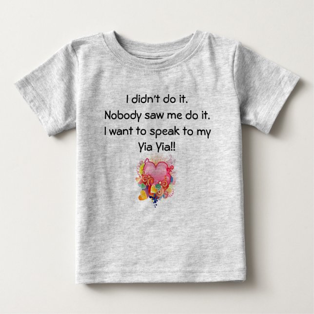 I want to speak to Yia Yia - Retro Heart Baby T-Shirt (Front)