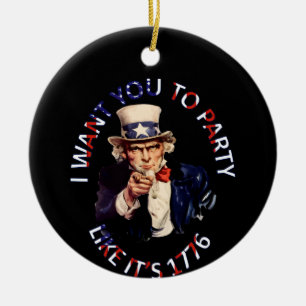 I Want You To Party Like It's 1776 Ceramic Tree Decoration