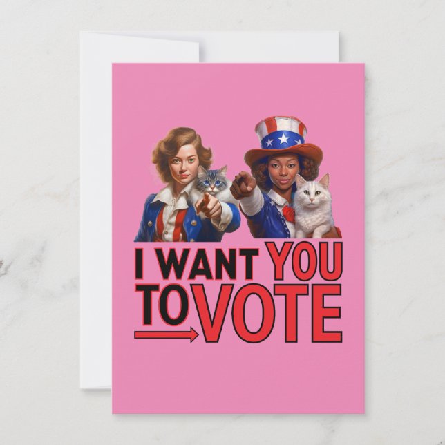 I WANT YOU TO VOTE (Cat Ladies) Holiday Card (Front)