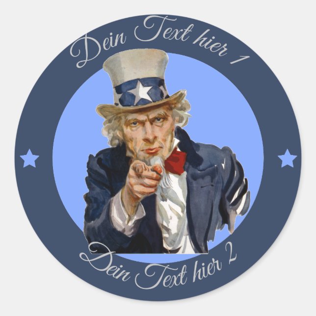 I Want You, Uncle Sam Classic Round Sticker (Front)