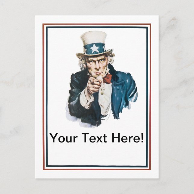 I Want You Uncle Sam Customise Your Text Postcard (Front)