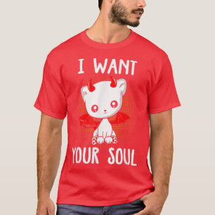 I Want Your Soul Cute Devil Cat Halloween 2022 T-Shirt