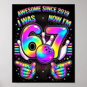 I was 6 i'm 7 bowling birthday party 7th birthday  poster