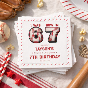 I Was 6, Now I’m 7 – Baseball 7th Birthday Napkin