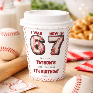 I Was 6, Now I’m 7 – Baseball 7th Birthday Paper Cups