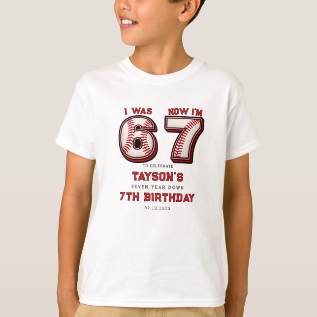 I Was 6, Now I’m 7 – Baseball 7th Birthday T-Shirt (Front)