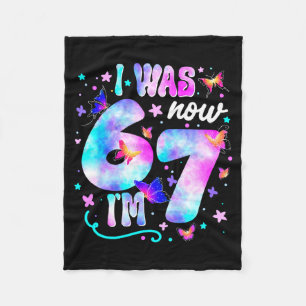 I Was 6 Now I’m 7 Butterfly 7th Birthday Girls Kid Fleece Blanket