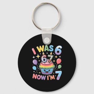 I Was 6 Now I’m 7 Cute Colorful Kids 67 Meme Birth Key Ring
