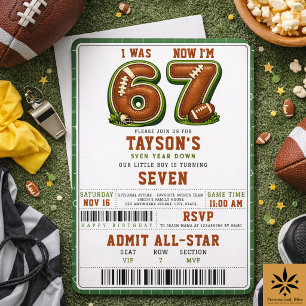 I Was 6, Now I’m 7 – Football 7th birthday photo Invitation