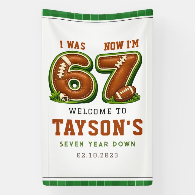 I Was 6, Now I’m 7 – Football America 7th Birthday Banner (Vertical)