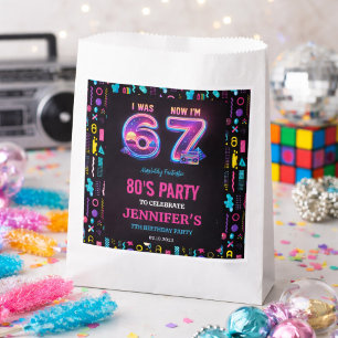 I Was 6 Now I’m 7 Retro Neon 7th Birthday for Kids Favour Bags