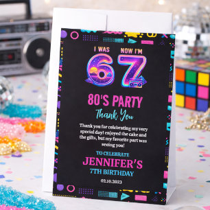 I Was 6 Now I’m 7 Retro Neon 7th Birthday for Kids Thank You Card