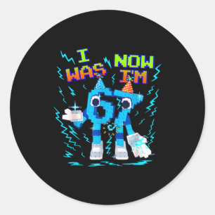 I Was 6 Now I’m 7 Six Seven Funny Birthday Kids  Classic Round Sticker