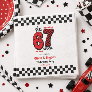 I Was 6, Now I’m 7 – Twin 7th Birthday for Kids Napkin